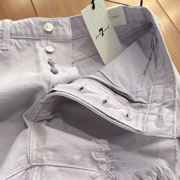 NWT 7 For All Mankind Easy Ruby Cut Off Jean Short- Lavender Size 29 - Picture 6 of 13